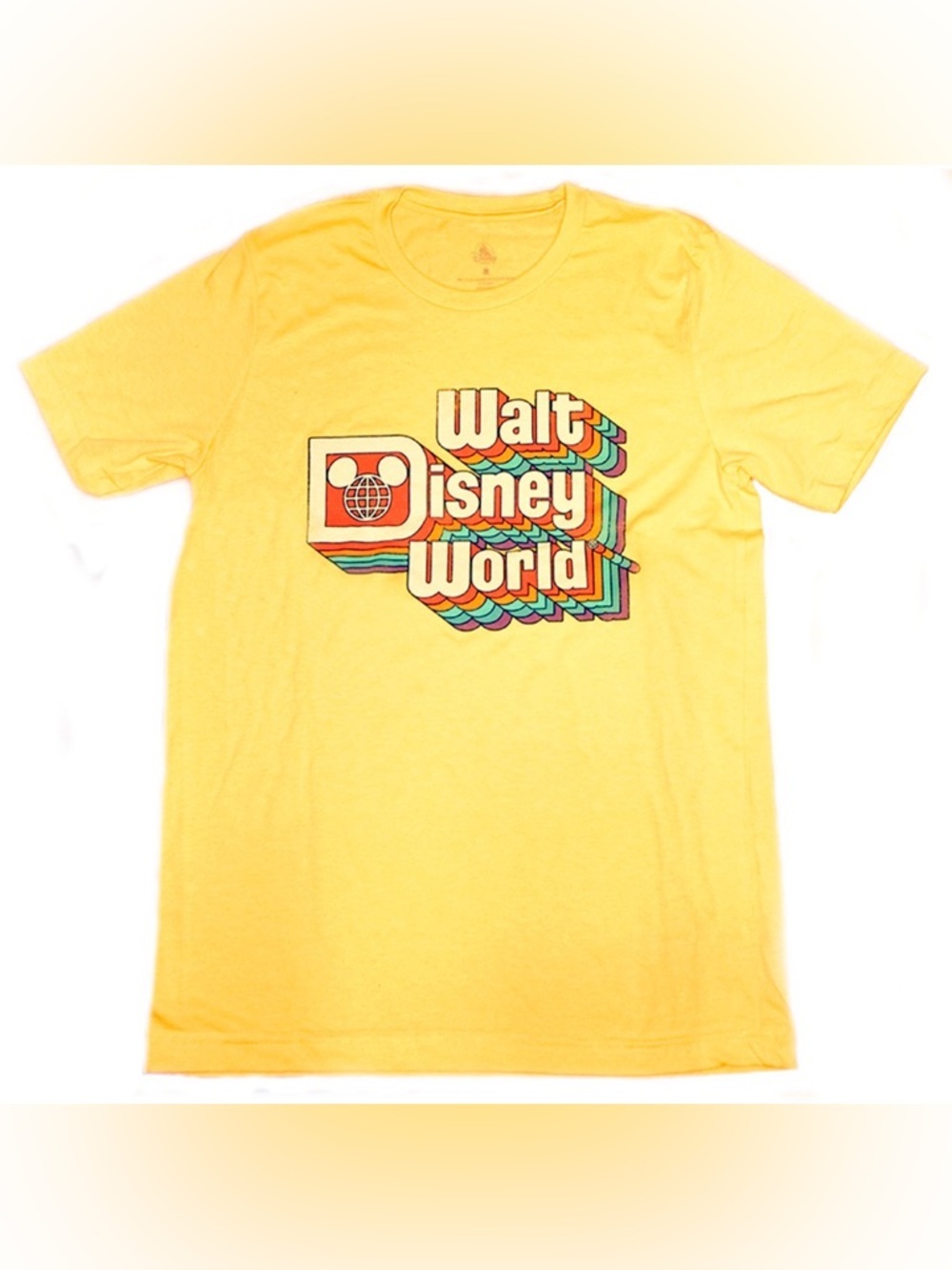 Disney Adult Shirt - Retro Walt Disney World Logo - YELLOW Size Large​